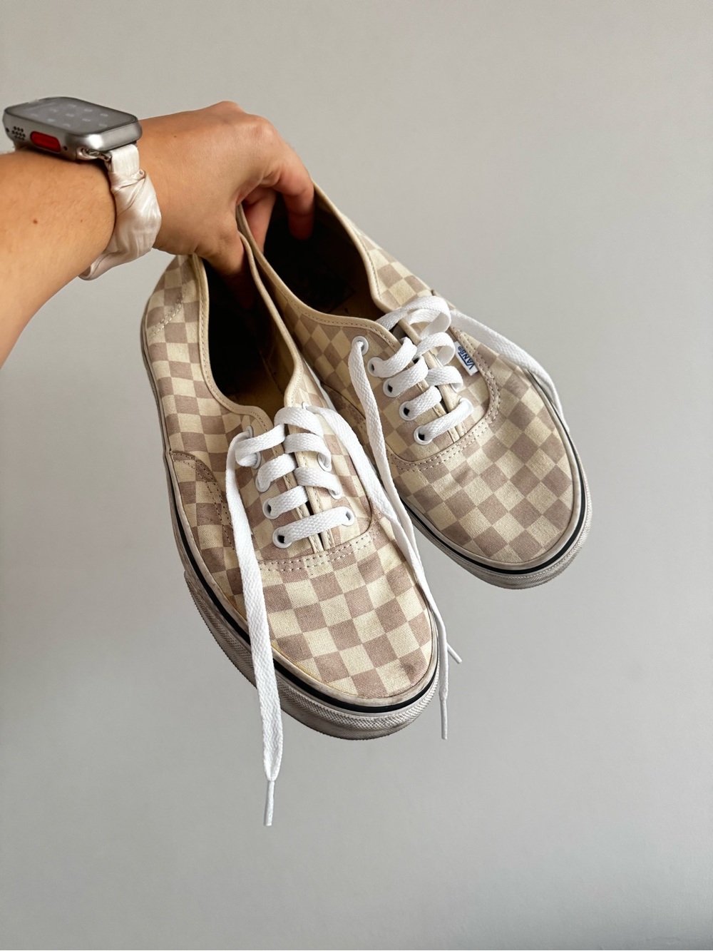 Classic Checkered Canvas Sneakers - Beige/White